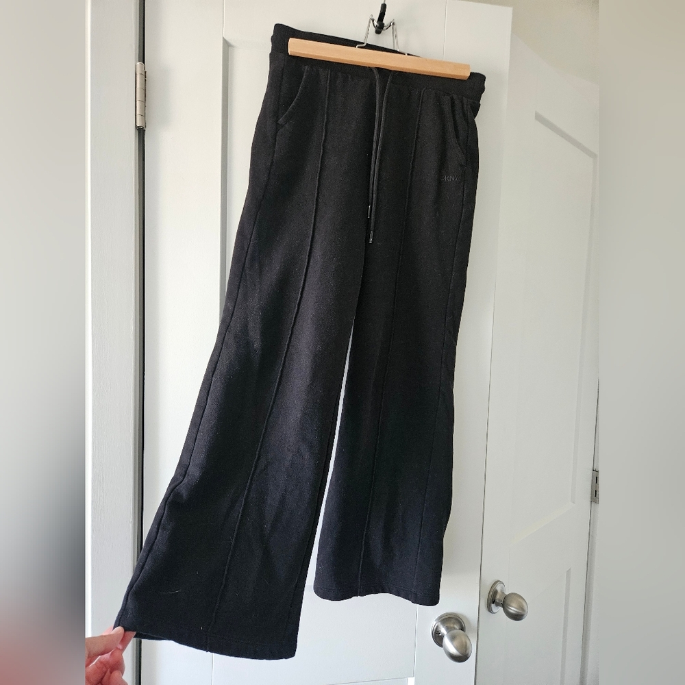 Dkny Black Wide-Leg Sweat Pants